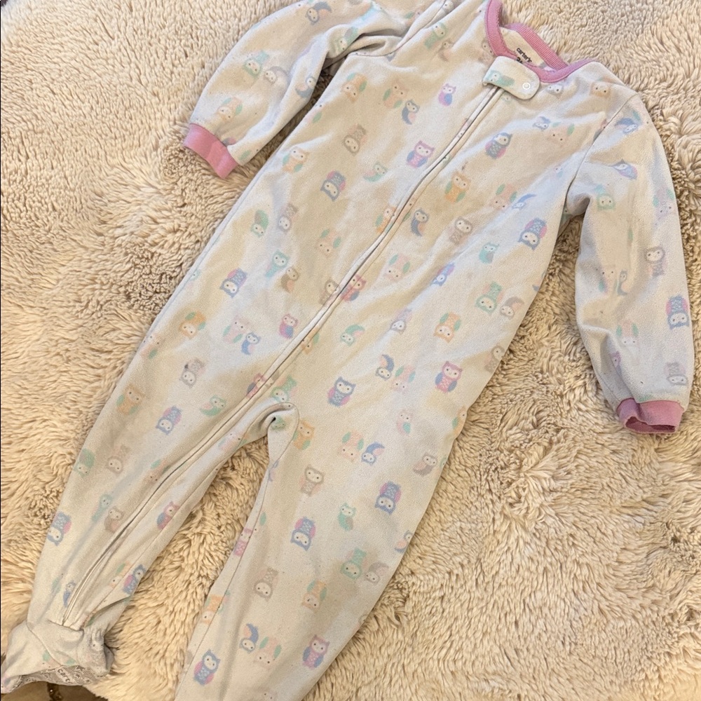 Carter's Pastel Owl Print Footie Pajamas 3t Toddler Girls